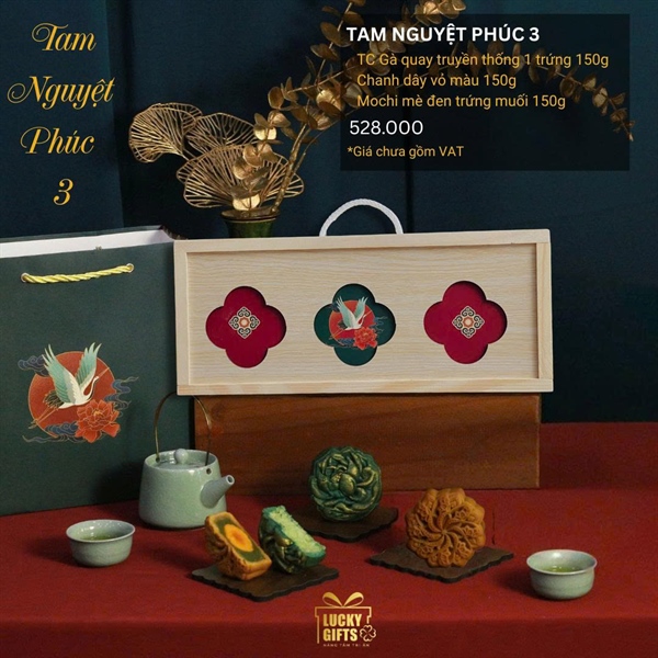 Tam Nguyệt Phúc 4 - Hộp quà trung thu 3 bánh cao cấp cho danh nghiệp