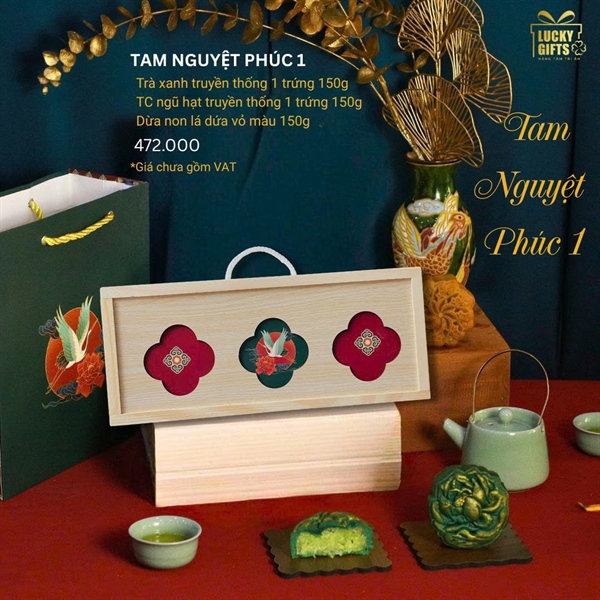 Tam Nguyệt Phúc 01-Hộp quà trung thu 3 bánh sang trọng tặng người thân