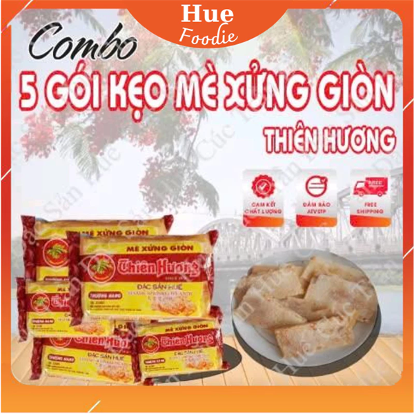 Combo 5 gói kẹo mè xửng giòn Thiên Hương đặc sản Huế, 150g/gói - 654