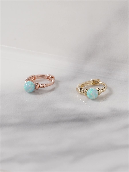 14K Opal mini huggie (XS)