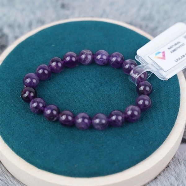 Vòng tay chuỗi hạt đá tím có vân +