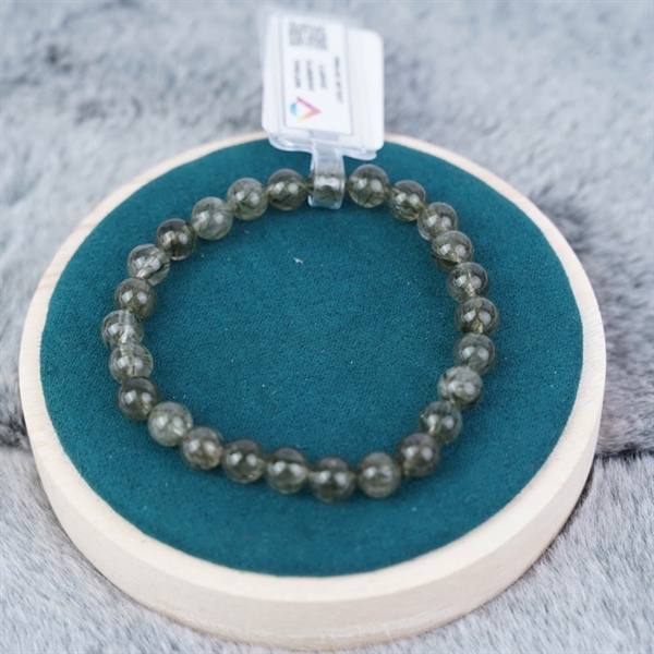 Vòng tay phong thuỷ thạch anh tóc xanh lá +