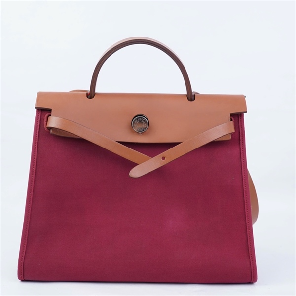 Túi Hermes đỏ nắp nâu kèm ví + tag xanh stamp O sz31 (A-T) KG+