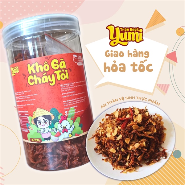 Khô gà cháy tỏi Yumi đồ ăn vặt hải sản khô thơm ngon