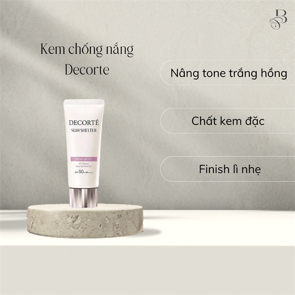 Kem chống nắng DECORTE SUN SHELTER TONE UP CC UV PRIMER BASE DE TEINT UV SPF 50+ # 10 LAVENDER ROSE