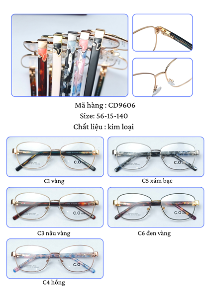 Gọng Kim loại lão Nữ 120 + hộp C.Olens 2 mã CD9606
