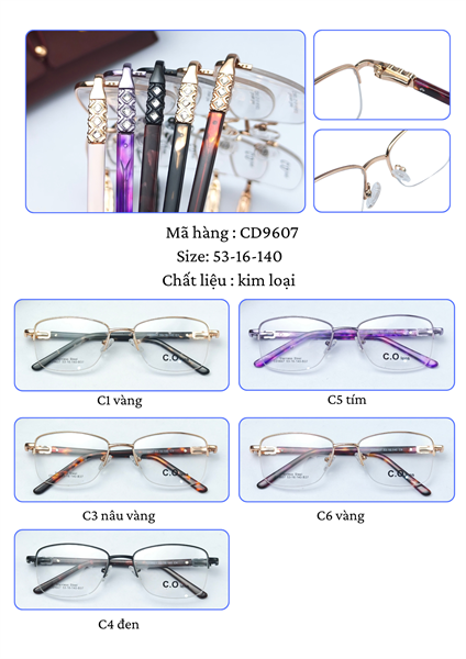Gọng Kim loại lão Nữ 120 + hộp C.Olens 2 mã CD9607