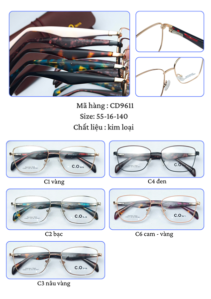 Gọng Kim loại lão Nữ 120 + hộp C.Olens 2 mã CD9611