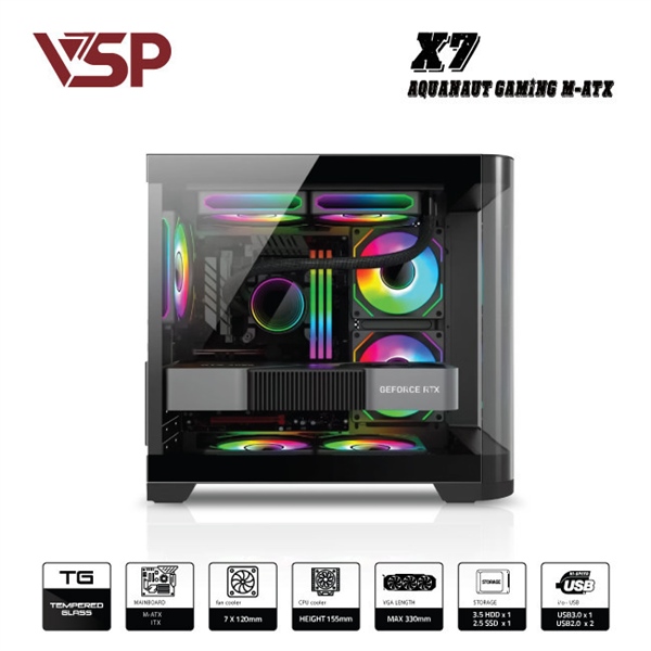 Vỏ Case VSP X7 AQUANAUT GAMING (Black/White)