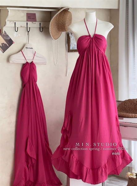 Đầm maxi yếm Hồng 446