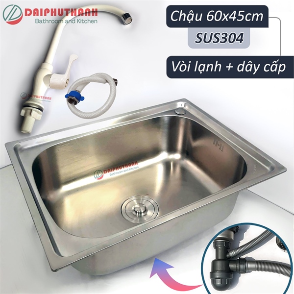 Chậu chén CV6045R 1 hộc kèm vòi nước (I)