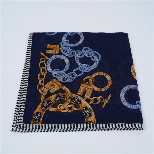 Khăn Celine xanh sẫm in họa tiết 46x48cm KG+