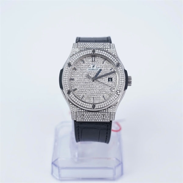 Đồng hồ Hublot mặt đính kim dây đen kim độ (1198318) sz44 (HC) KG+