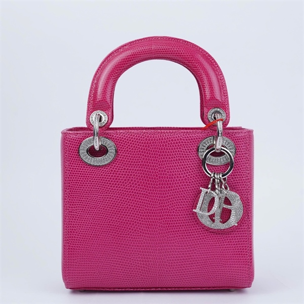 Túi Dior Lady hồng da thằn lằn (15-BO-0187) szmini KG+