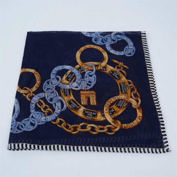 Khăn Celine xanh sẫm in họa tiết 46x48cm KG+