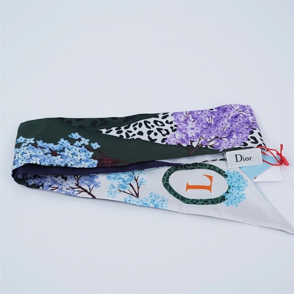 Khăn Dior xanh in họa tiết 6x98cm KG+
