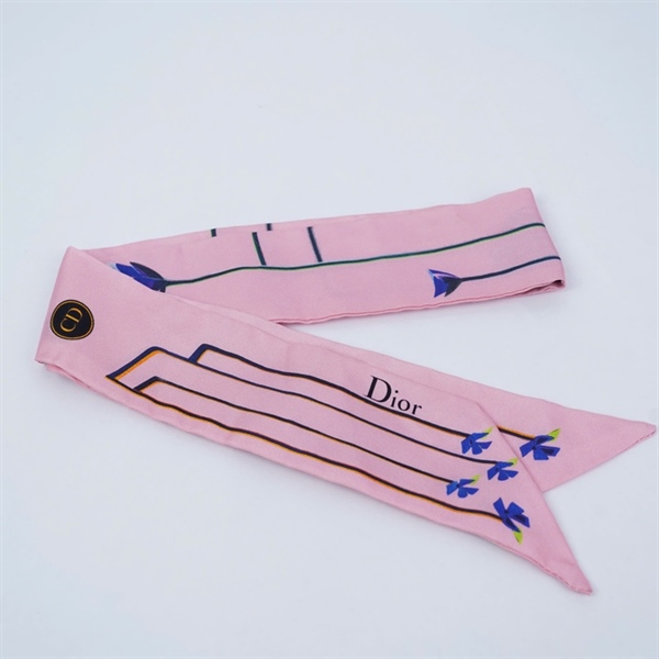 Khăn Dior hồng in họa tiết 6x96cm KG+