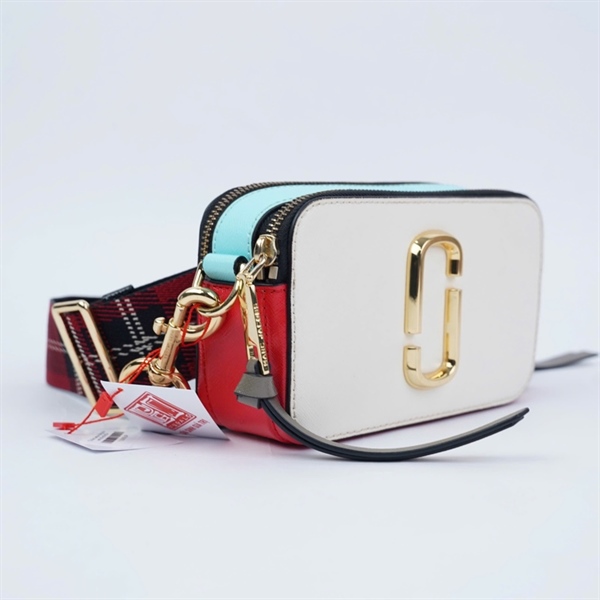 Túi Marc Jacobs trắng pha xanh đỏ sz18 KG+