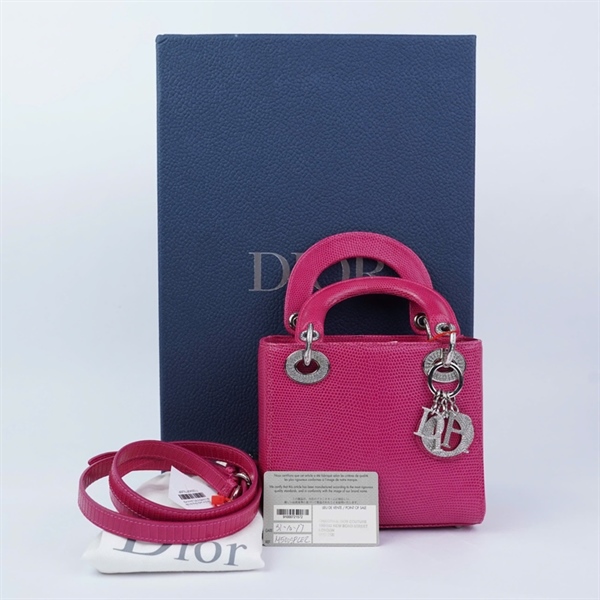 Túi Dior Lady hồng da thằn lằn (15-BO-0187) szmini KG+