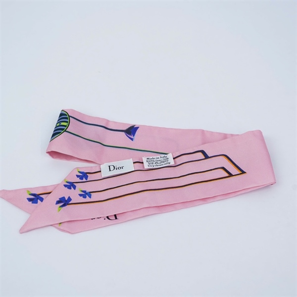 Khăn Dior hồng in họa tiết 6x96cm KG+