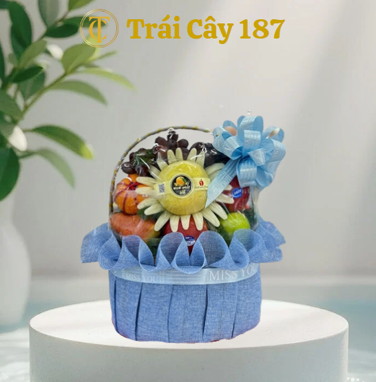 Giỏ Trái Cây Nhập Khẩu Cao Cấp ( Tone Xanh Nước )
