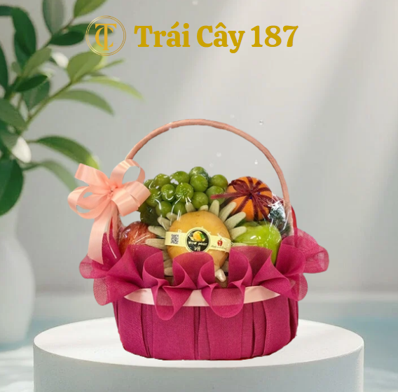 Giỏ Trái Cây Nhập Khẩu Tone Hồng