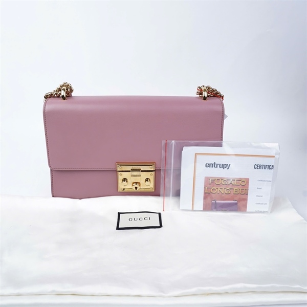 Túi GG Padlock hồng kèm 2 chìa (409486-213317) sz29 KG+