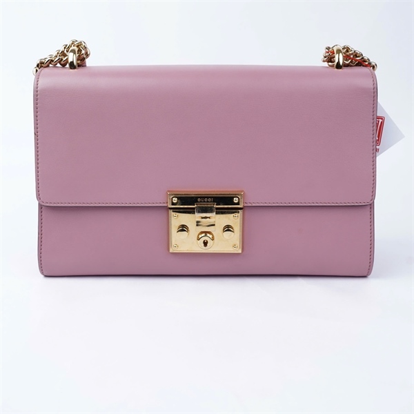 Túi GG Padlock hồng kèm 2 chìa (409486-213317) sz29 KG+
