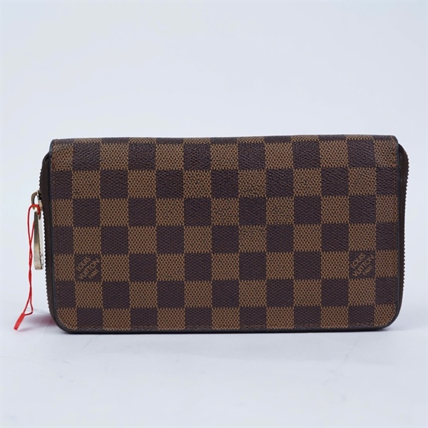 Ví LV zip ô vuông nâu (V11015) (LT) KG+