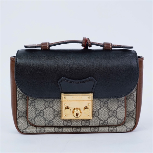 Túi GG Padlock xám nắp đen (658482-520981) sz20 KG+