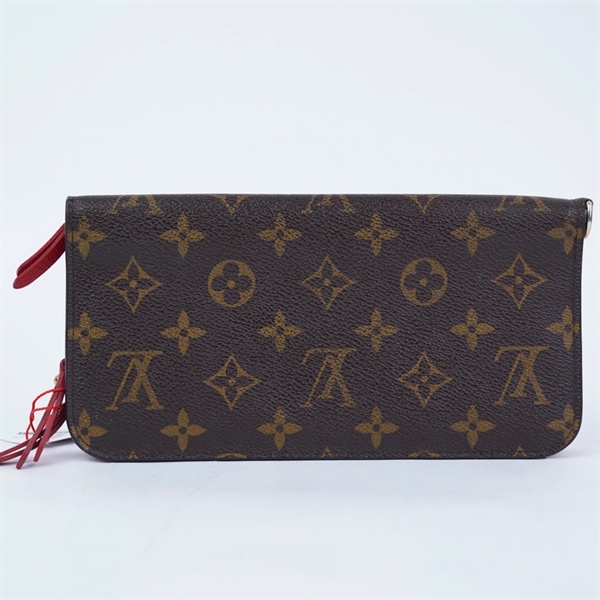 Ví LV gập 2 hoa nâu lòng đỏ (CA3078) KG+