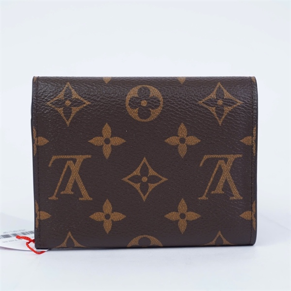 Ví LV gập 3 hoa nâu nút tím KG+