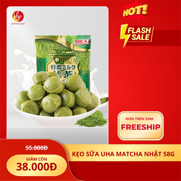 V- Kẹo sữa Trà xanh Uha tokuno Nhật 58g