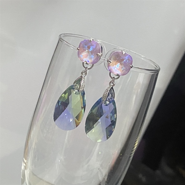 Hoa tai pha lê dài mix 4470M10, pendant 6106M22