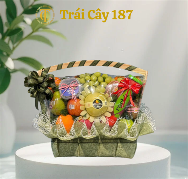 Giỏ Trái Cây Nhập Khẩu Tone Xanh Lá