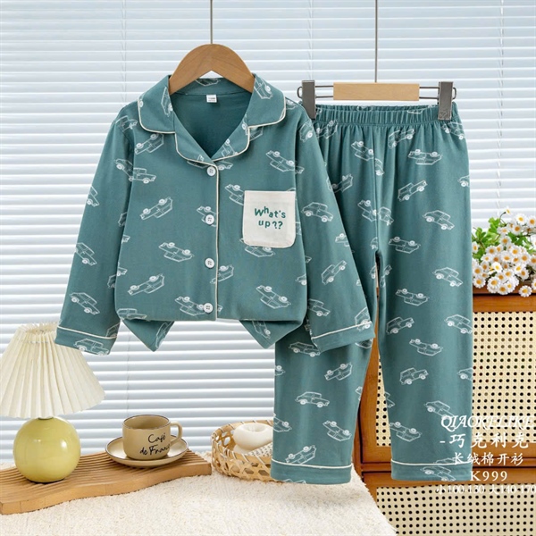 33281-Pyjama Bé Trai Ô Tô Xanh