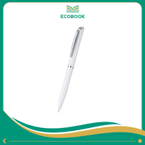 Bút bi kim loại nắp vặn cao cấp (trắng) - Xanh