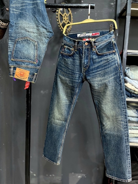 Jean Dài-QC VIP 5KM Selvedge -1301 xanh đậm phủ dơ
