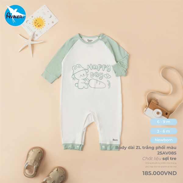 AV085 - NB/6M Body dài cài lệch phối màu in