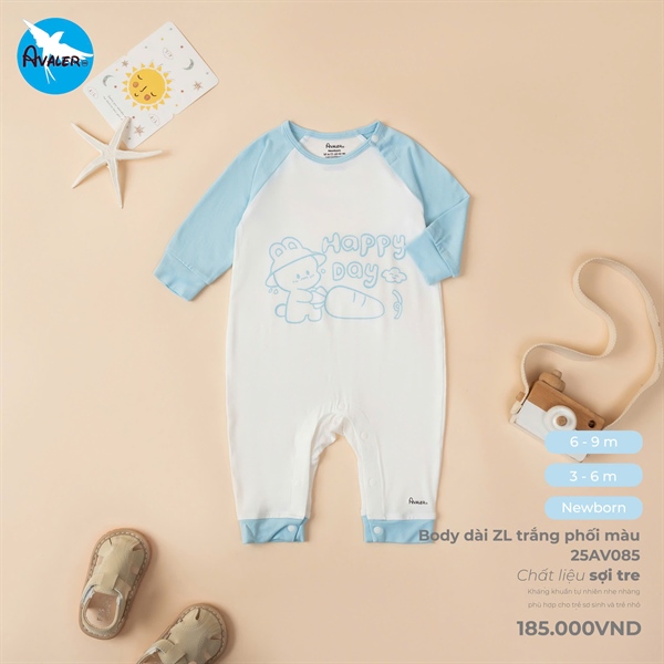 AV085 - NB/6M Body dài cài lệch phối màu in