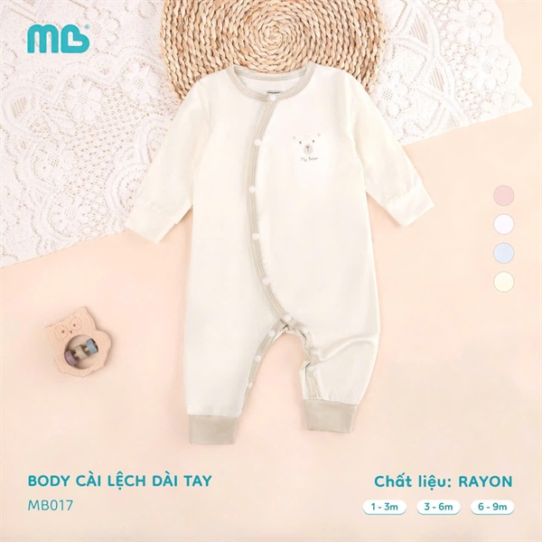 MB017 - 3M/9M Body cài lệch dài tay Rayon