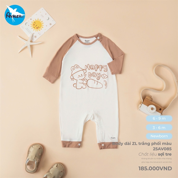 AV085 - NB/6M Body dài cài lệch phối màu in