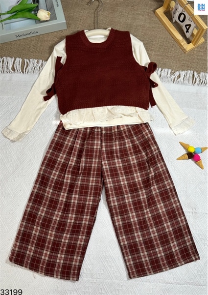 33199-Set Bộ Caro 3CT Gile len lai ren