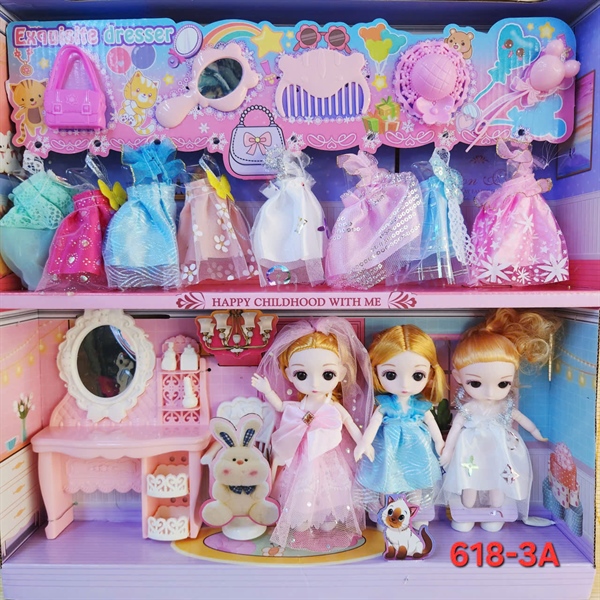 618-3A HỘP BABY 3C KHỚP, MẮT THỦY TINH + 8 ÁO