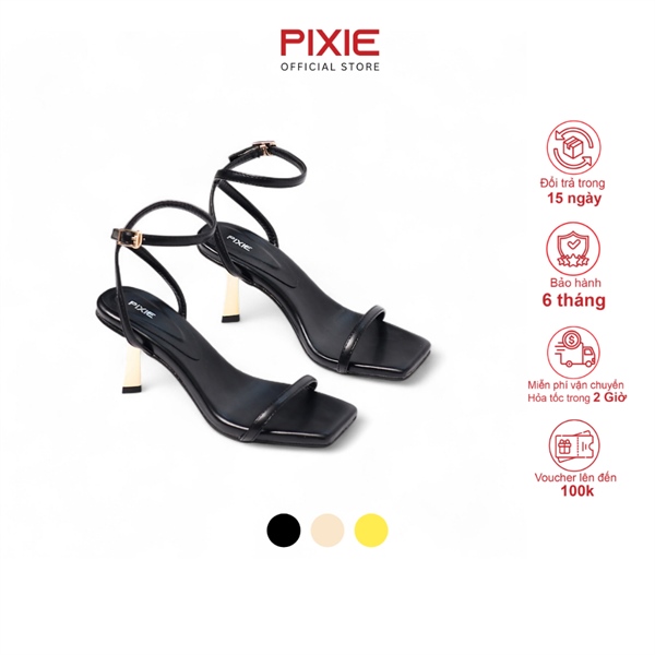 Giày Sandal 7cm Quai Mảnh Gót Vàng H407