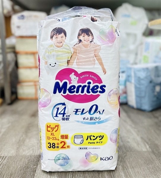 Tã quần Merries Nội địa XL 38+2 Miếng