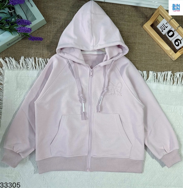 33305-Áo khoác tím nơ có mũ