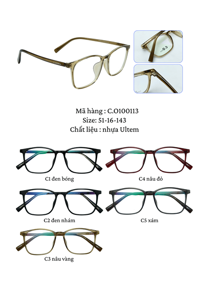Gọng Ultem 100 + hộp C.O lens2 mã CO100113