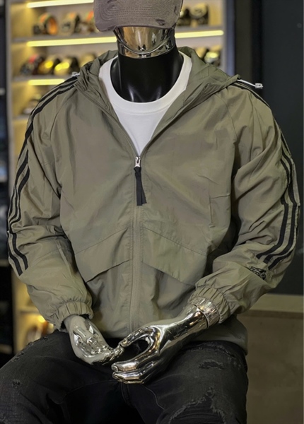 Khoác Dù QC viền sọc tay- Xám