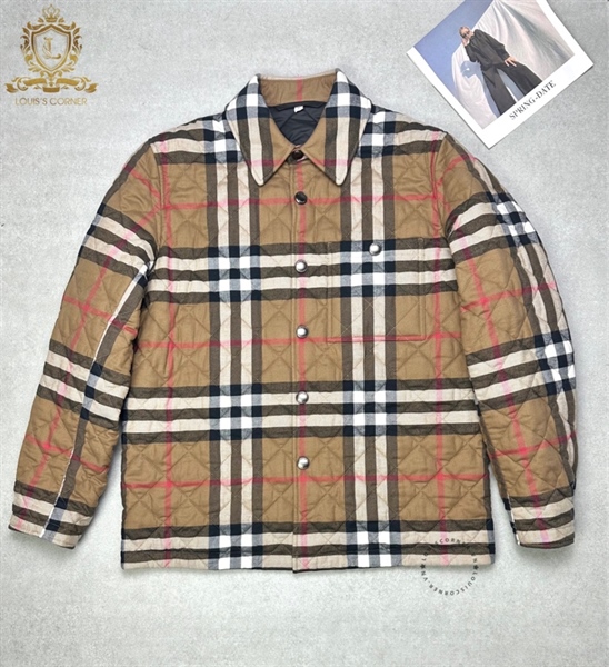 Áo khoác Burberry vân chám taupe brown